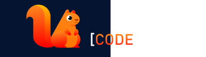 A squirrel logo with the words code squirrel.