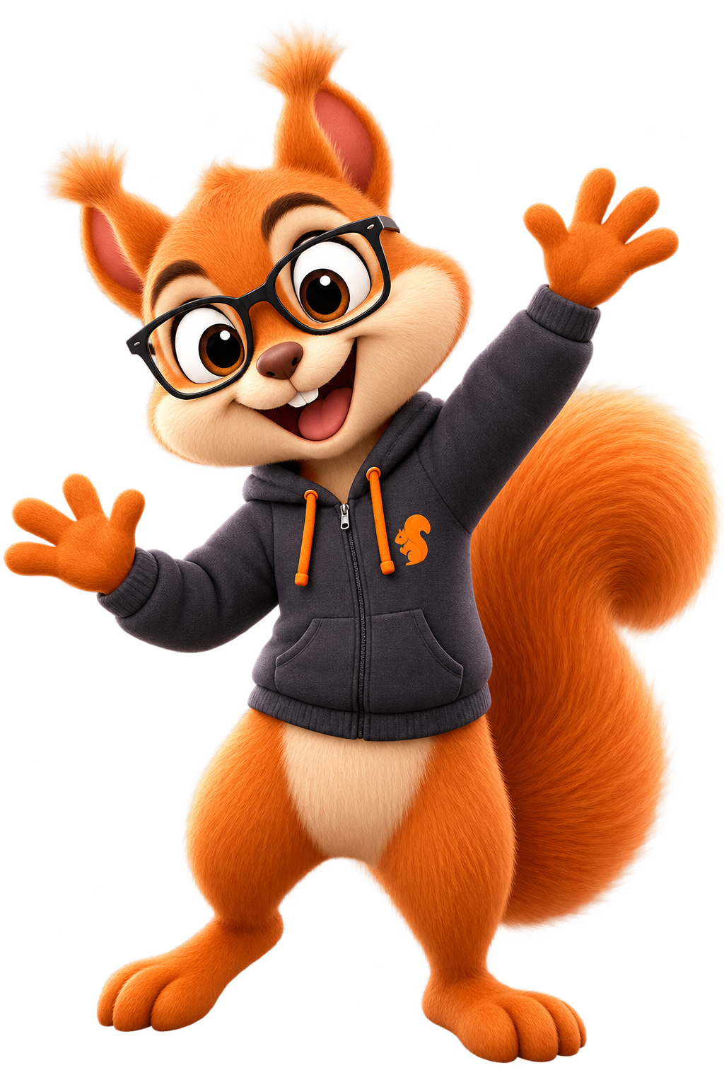 Code Squirrel mascot waving